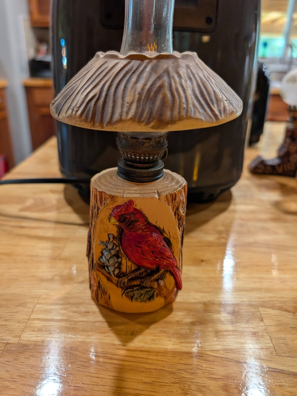 Vintage Miniature Cardinal Log Lamp